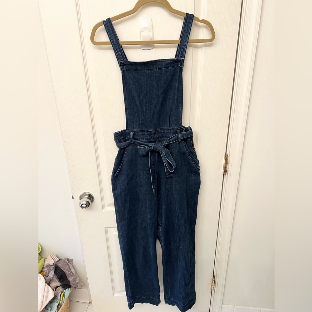 Universal Thread Dark Wash Denim Bib Overalls with Bow Tie